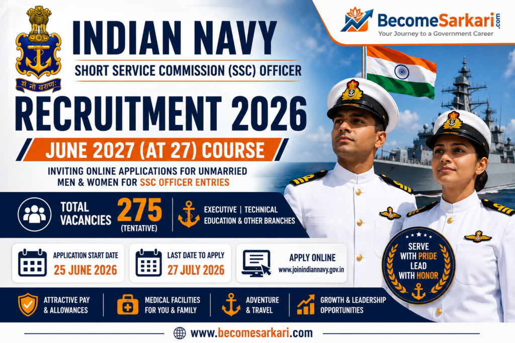 Indian Navy SSC Officer Recruitment 2026 (June 2027 Course)